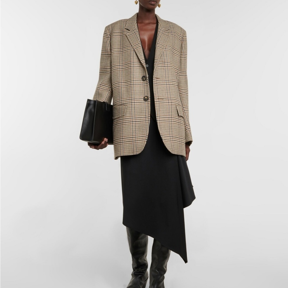 Petar Petrov Issa Virgin Wool Coat Neutrals Houndstooth Print SZ 6